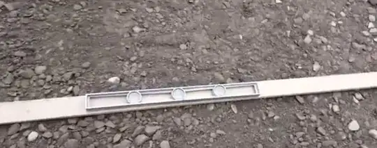 board and bubble level on gravel foundation