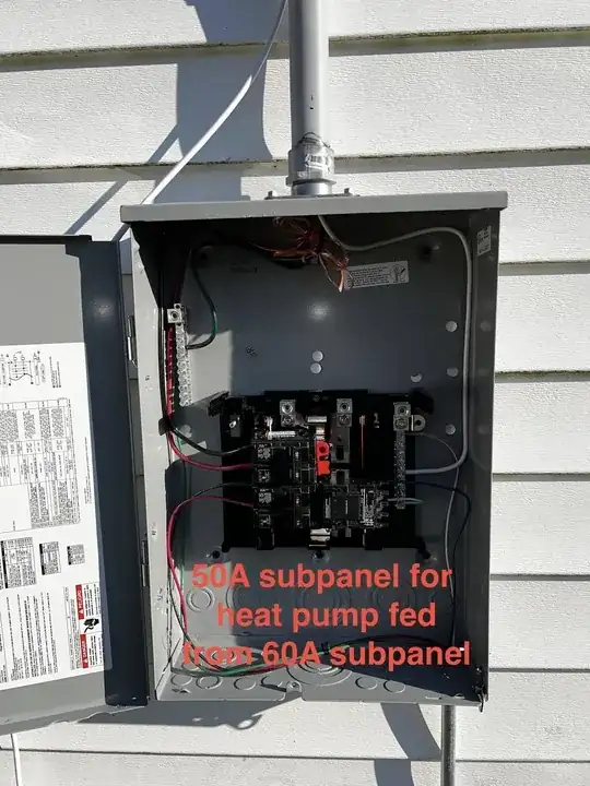 50A sub panel for Heat Pump