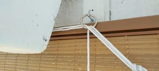 Closeup of cords through ring