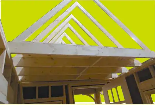 photograph of roof framing from plan