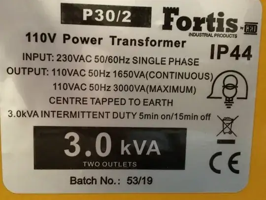 Transformer nameplate