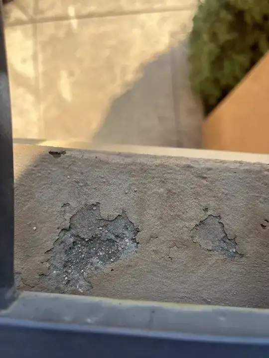 peeling coating close-up