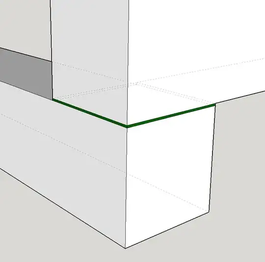 Connection of two beams showing green felt pad in between