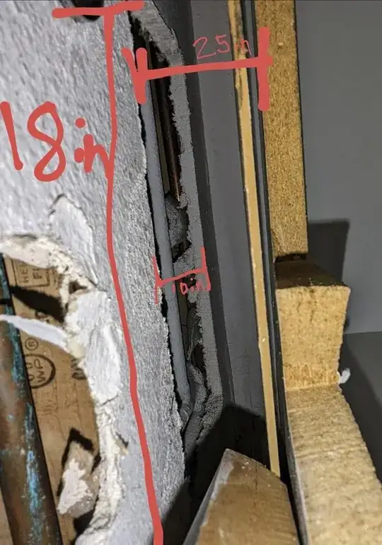 Picture of hole with rough measurements