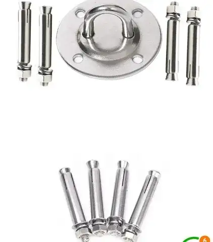 Ceiling mount plate with 4 expansion screws. Screws require#12 drill bit, for size reference