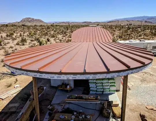 End view of sealed roof system