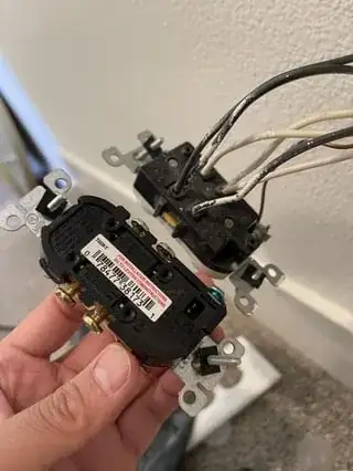 New outlet and old, wired outlet