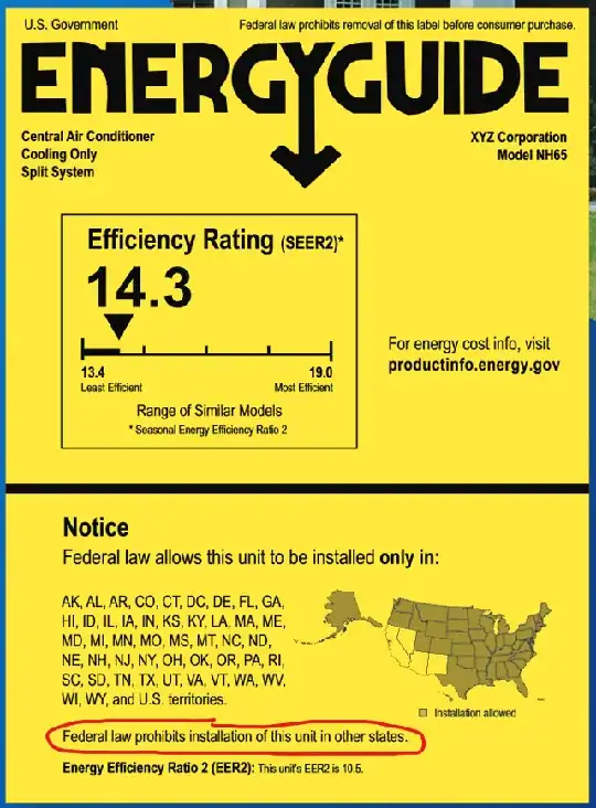 Energyguide label example