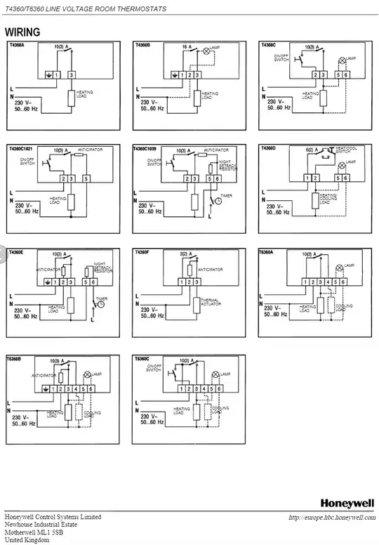 Honeywell thermostat wiring configurations from the manual