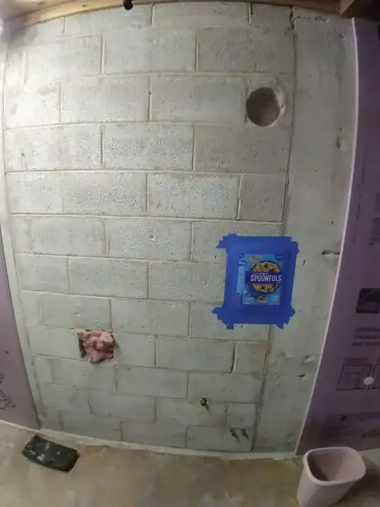 The whole cinderblock wall