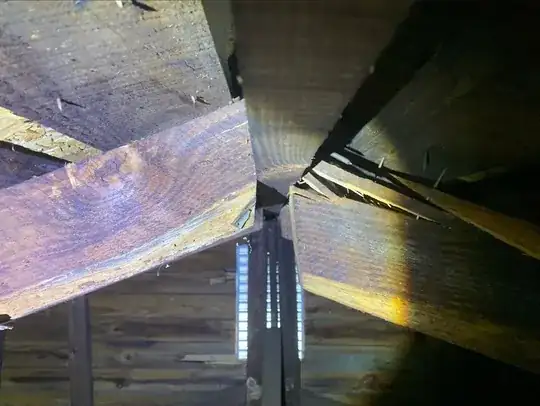 Direct shot of ridge board