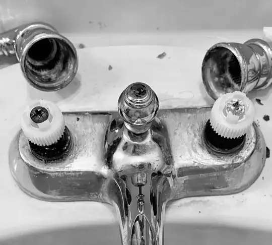 faucet with handles removed