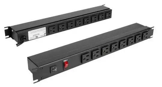 Horizontal rack-width power strip