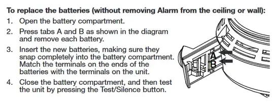 Manual excerpt describing battery removal