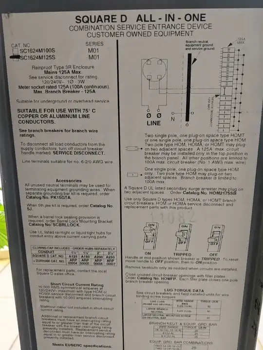 square d all-in-one combination service entrance device sticker
