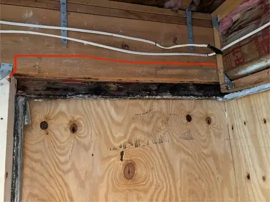 markup showing section proposed to be cut away and replaced