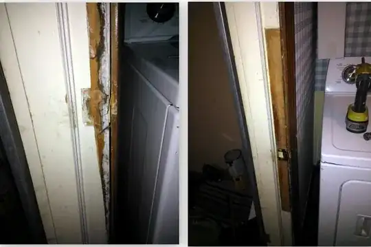 Door jamb repair, before and after ©2012 Residential Resurrections