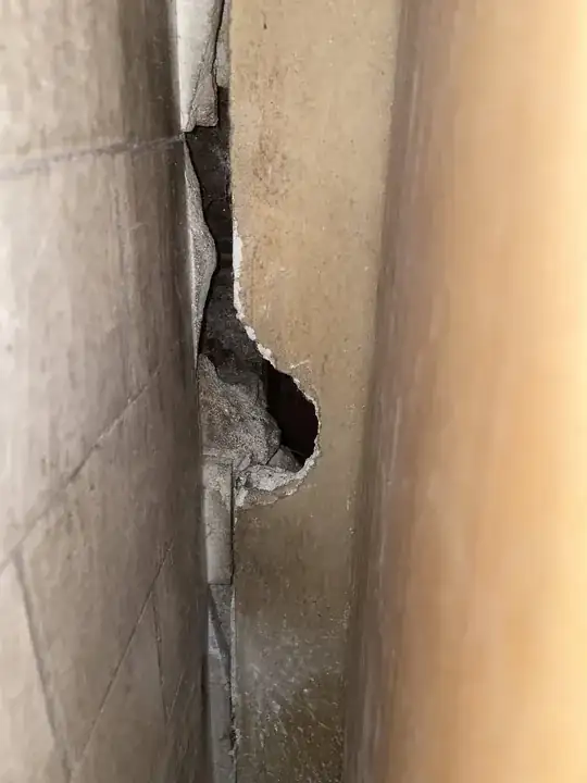 Photo of gap at cabinet wall