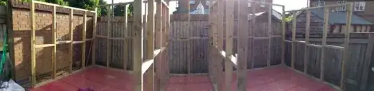 4x2 frame waiting to be covered in 18mm OSB3