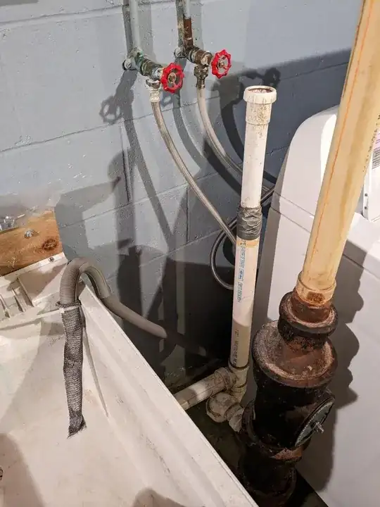 Sewer stack with open pipe