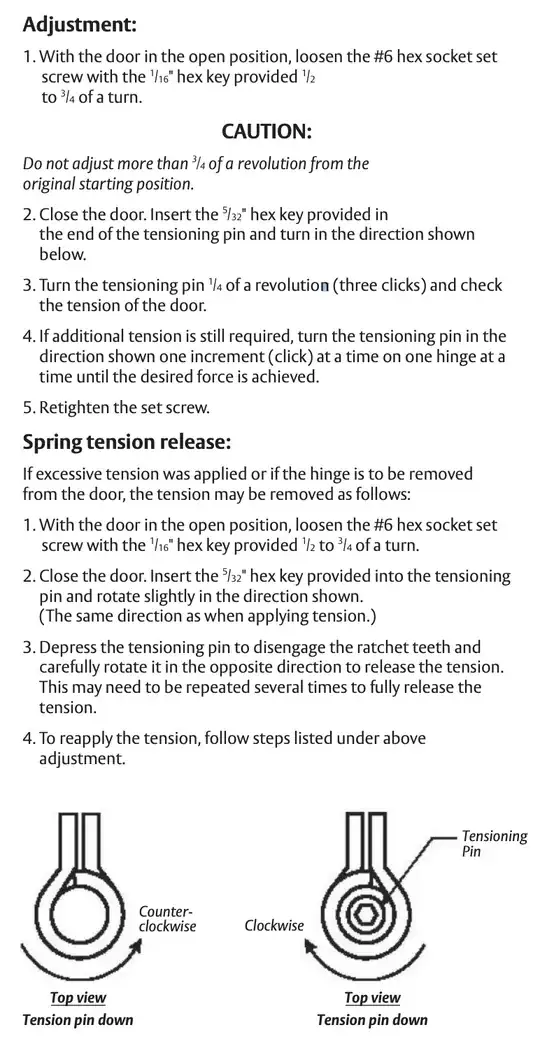 Instructions for McKinney spring hinge, screenshot