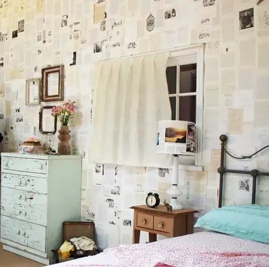Book pages on wall