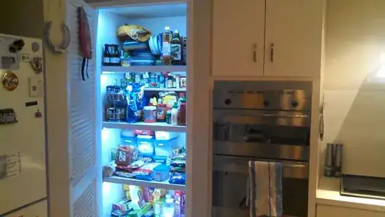An illuminated pantry with LED strips
