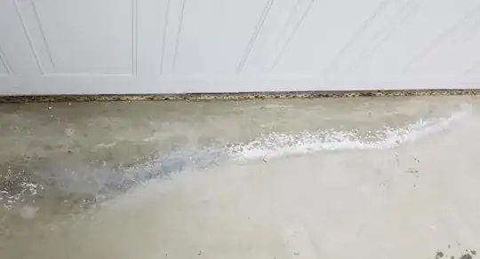 White Substance on the right, cleaned cement left