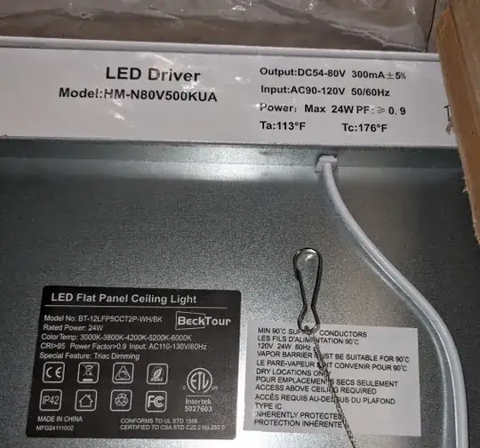 Specifications for the new light