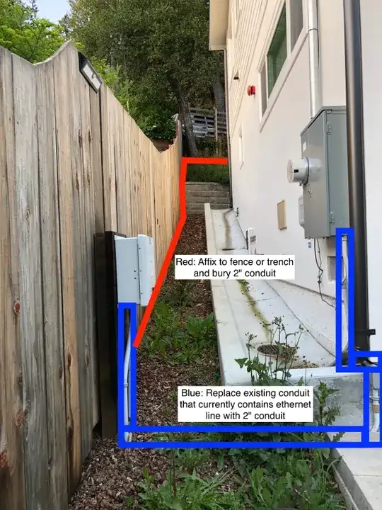 Run conduit on the left side of the house instead