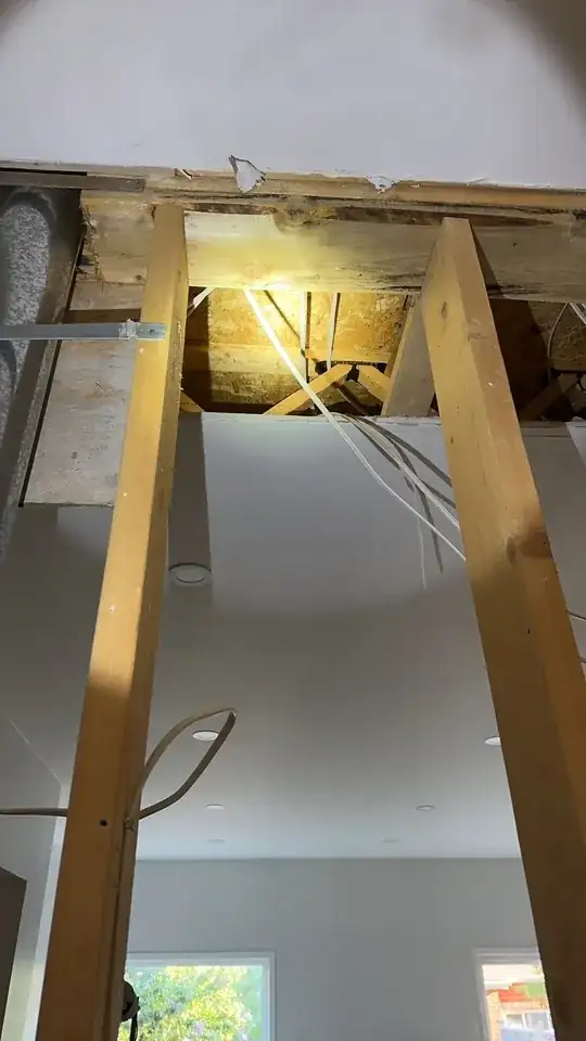 looking at the ceiling truss