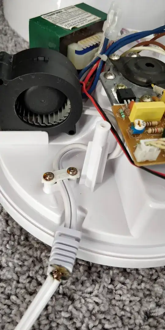 frayed wire + internal wiring