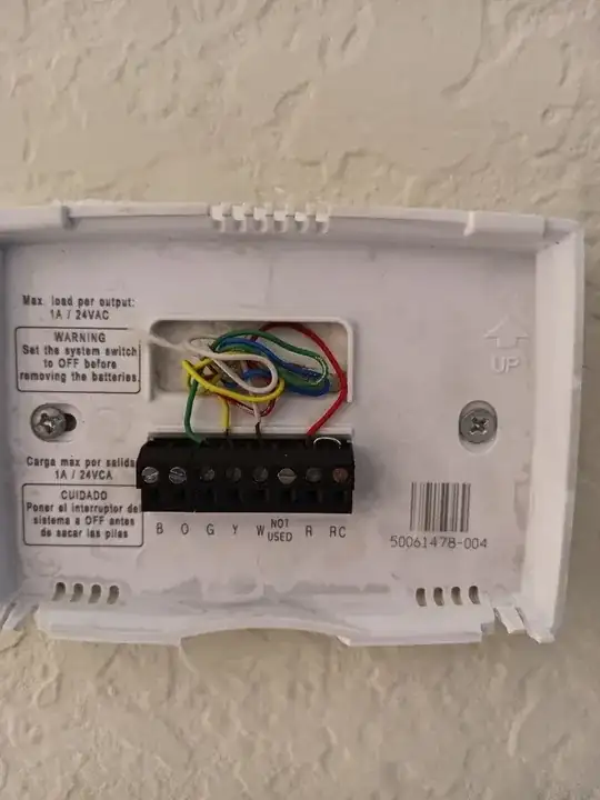 This is my wiring as it now stands. It seems if I connect the blue wire to the far left B terminal it might work