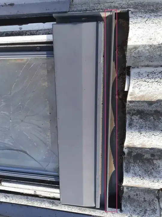 Metal cladding marked in red