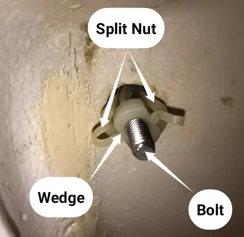 Parts of blind jack nut assembly