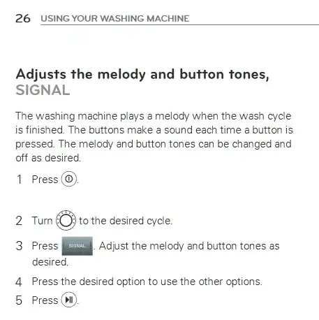 Adjusts the melody and button tones, SIGNAL