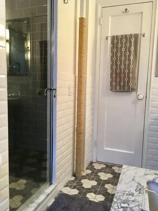 Steam pipe with rope around it