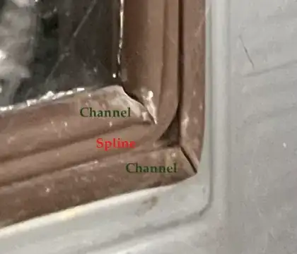 Laeled detail of picture of window corner