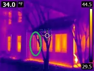 Thermal image of windows during winter