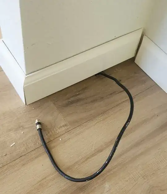 photo of coax cable entering room through the floor