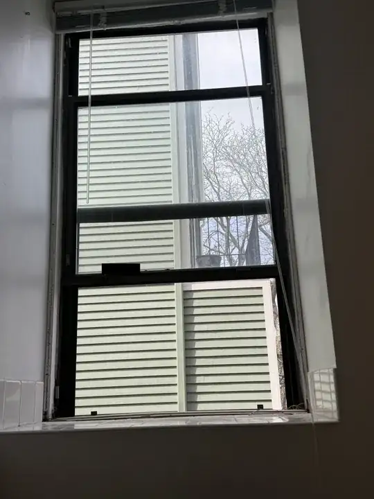 full view of window stuck open