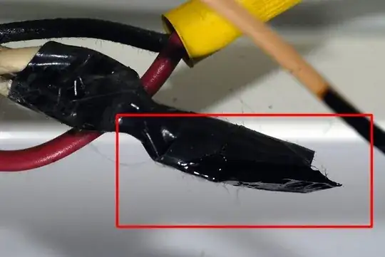 Closeup of the melted electrical tape