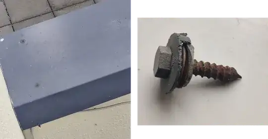 closer look of the problem end and the screw