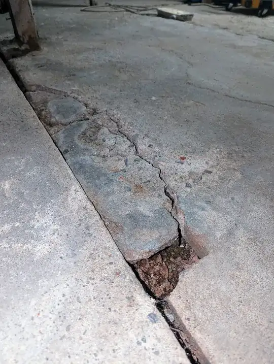 Seems like a relatively thin slab. damaged down to the dirt underneath