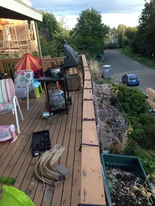 Side view of railing