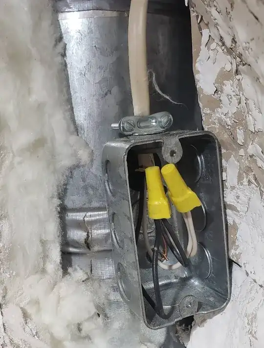 Small metal box with terminated wiring