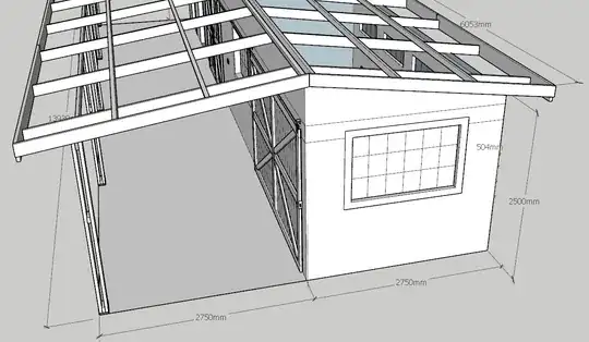 Plan showing roof timber construction