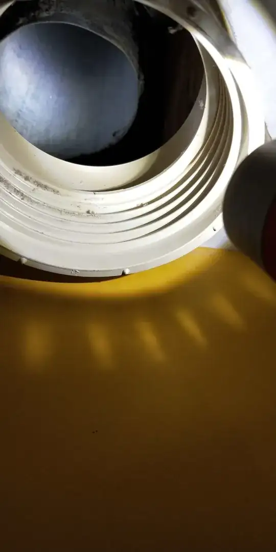 Inside of duct joint, and pipe to roof vent you can see about 5 cm away