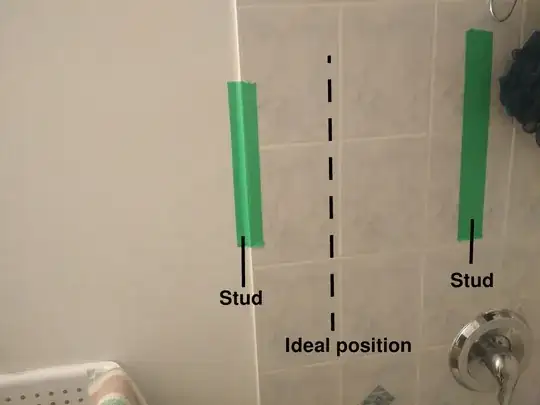 Stud positions on tiled wall