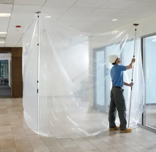 zipwall poles with plastic sheeting